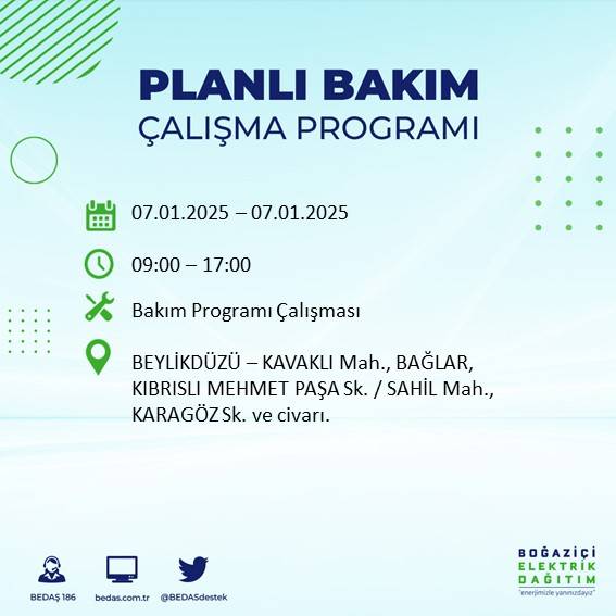İstanbul'un neredeyse her ilçesinde elektrik kesintileri yaşanacak: BEDAŞ duyurdu 21
